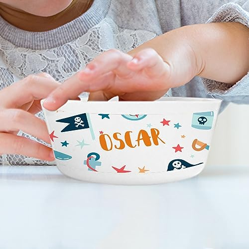 Wanapix | Bol Plastique Incassable Personnalisé | Vaisselle pour Enfants | Bol avec Nom pour Le Petit Déjeuner | sans BPA | Lavable au Lave-Vaisselle | 300ml | Pirates
