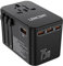 LENCENT 75W Universal Reiseadapter, GaN Internationales Schnellladegerät mit 3 PD3.0 Typ C+2 QC USB A, Weltweiter Adapter für Handys, Laptops, All in One Reiseadapter für EU/USA/UK/AU Steckdosen