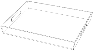 QWORK® Clear Serving Tray, Acrylic Tray with Handles, Scratch Protection, Ideal for Breakfast, Coffee, and Desserts, 12x16 inches/30x40 cm