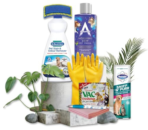 Sinta Gifts Pet Carpet Cleaner | Dr. Beckmann Pet Stain & Odour Remover, Carpet Deodoriser and Disinfectant, VAC Freshener, 3 Microfibre Cloths & Gloves | Carpet Cleaner for Pets Pee & Poo with a Pen