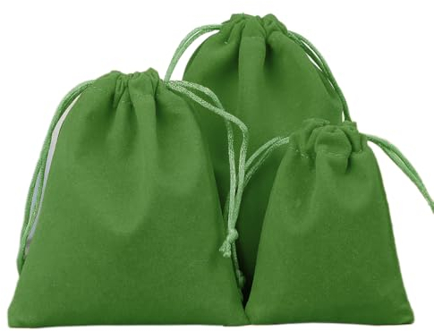 6 Stück Samtbeutel Schmuckbeutel, Kleine Stoff Beutel mit Kordelzug, Samt Säckchen Geschenkbeutel Stoffsäckchen zum Befüllen für Schmuck Hochzeit Weihnachten Geburtstag Party Geschenk,5x7cm Grün
