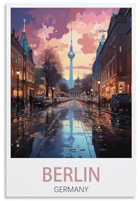 Vintage-Reiseposter Berlin, 30 x 45 cm, Leinwand, Wandkunst, Poster für Wohnzimmer, Dekoration, Gemälde für Heimdekoration