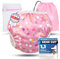 KIDVERSE Schwimmwindel Baby Badehose 0-3 Jahre - Hautfreundliche Schwimmwindeln wiederverwendbar & saugstark - Größenverstellbare Badewindel Baby Schwimmhose Tragetasche & Wäschenetz (Rose Hearts)