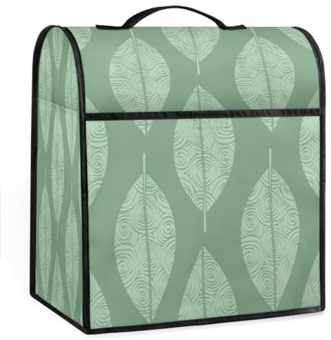 Kitchen Aid Mixer Cover Compatible with 6-8 Quarts Sage Green Art Leaves Stand Mixer Cover Dust Cover with Zipper Pocket Kitchen Aid Mixer Accessories Kitchen Appliance Organizer Bag