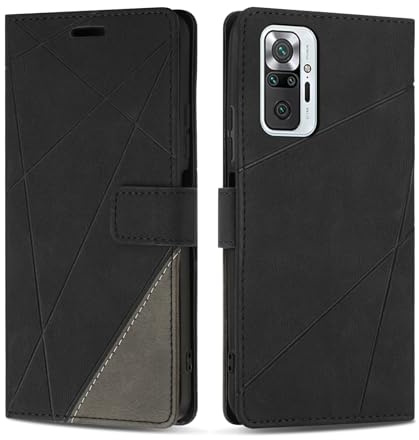 SONWO Case for Redmi Note 10 Pro, Premium PU Leather Flip Wallet Case Cover with Magnetic Closure and Card Slots, Phone Case for Redmi Note 10 Pro, Black