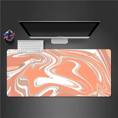 Mauspad,Groß XXL Gaming Mauspad Extended Large Orange Flüssigkeit Mouse Pad Premium-Strukturiertes Rutschfestes mit Genähten Kanten Schreibtisch Matte für Notebooks, PC 800x400x2mm