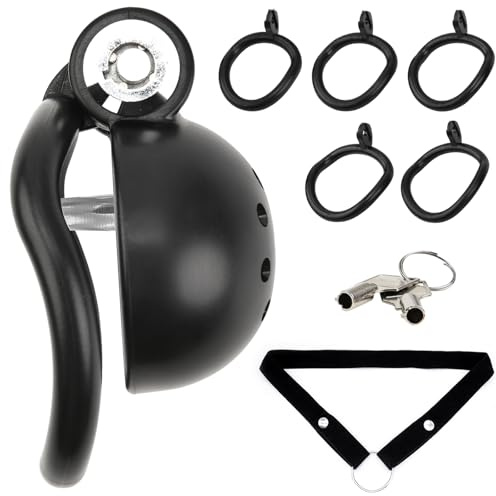 FLYSL Cages de Chasteté avec 5 Cockring,Cage de Chasteté Pénis+Ceintures de Chasteté+Plug Urétral,Chastity Cage pour Contrôle Masculin (Cage + Ceinture + Dilatateur)
