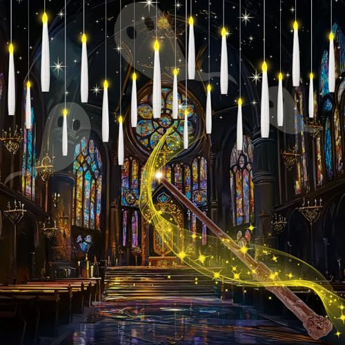 Bougies Flottantes avec Télécommande Baguette Magique et Minuterie 20PCS Bougies LED Flottantes Sans Flamme Vacillante Alimenté par Piles, Bougies suspendues Pour Décoration de Halloween Noël