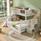 FEZTOY Etagenbett für 3 Kinder, Kinderbett mit 2 Unterbett Schubladen, Rutsche und Treppe, 90x200cm +140x200cm Funktionsbett Stockbett Hochbett Jugendhochbett (weiß mit Rutsche)