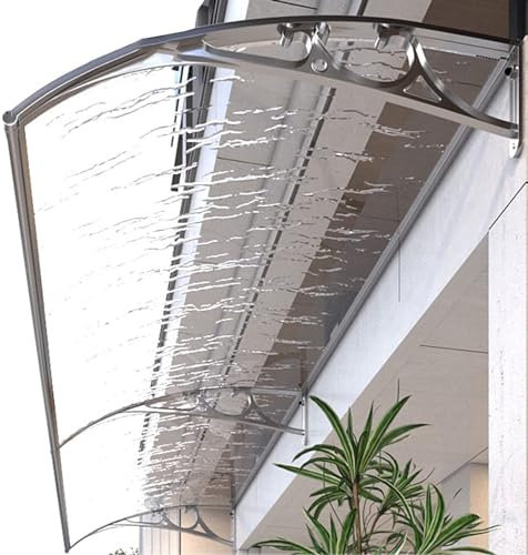 Aluminium Silver Grey Front Door Glass Canopy Awning 60 * 150CM Polycarbonate Board Outdoor Porch Shelter
