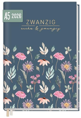 Häfft® Chäff-Timer Classic Kalender 2026 A5 Flying Flowers Buchkalender, Terminplaner, Terminkalender, Wochenplaner für 12 Monate: Jan. 26 bis Dez. 26 - nachhaltig & klimafreundlich