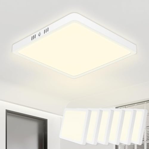 Seruno X Deckenlampe LED Deckenleuchte Flach 18W 4500K 1800LM IP44 Wasserfest Quadrat Modern Schlicht LED Lampe Dünn für Wohnzimmer Küche Schlafzimmer Badezimmer Flur Balkon Keller, Ø22cm Weiß