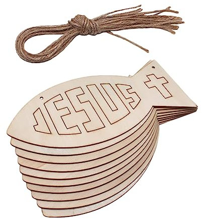 MUELODSIC 1Satz DIY Holzfisch Dekoration Holzscheiben mit Jutebändern für Wand und Tischdekoration für Partys und Zuhause Handgefertigt mit Feiner Verarbeitung