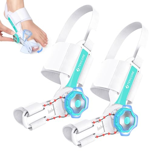 TENICORE Hallux Valgus Korrektur Einstellbarer Knopf Hallux Valgus Schiene Ballenzeh Mann Frau Zehen Begradigen Links Rechts Fuß Aktualisierte Fassung 2 Stück