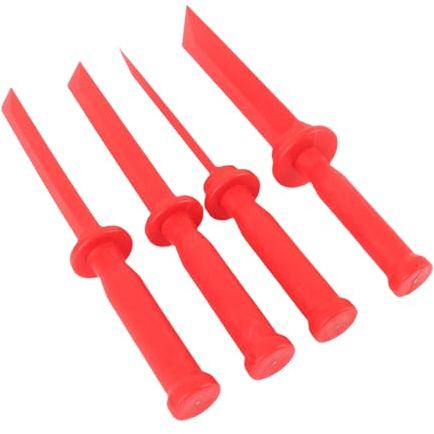 TARSHYRY 4Pcs Non Marring Plastic Chisel Scraper Set Versatile Tool Red Plastic Scraper for Safe Removal and Prying Tasks in Automotive and Home Projects