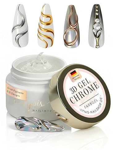 3D Chrome Gel CLEAR 5 ml, Sculpting Gel für spiegelnde Mirror Effekte, für Chrome Powder Nailart & 3D Designs, zähflüssige Konsistenz für präzise Linien, Lynis Nailshop.de