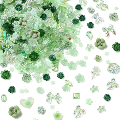 LEGENTLISUR 150 Stück Flache Rückseite Harz Charms Cabochons Zur Schmuckherstellung Süße Schleim Charms Für Heimwerker Handyhüllen Nägel Haarspangen Armbänder Scrapbooking Dekoration (Grün)