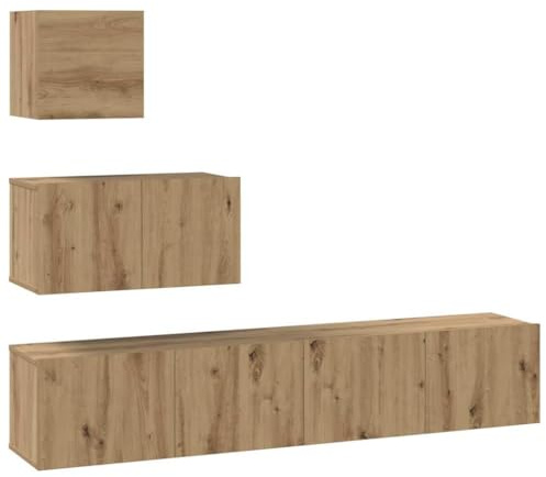 vidaXL TV Cabinet Set Wall-mounted 4 pcs Artisan oak 80 x 30 x 30 cm, Stylish Wall Cabinet, Modern Storage, Rectangular Unit, Compact Media Console, Versatile Indoor Furniture Solutions