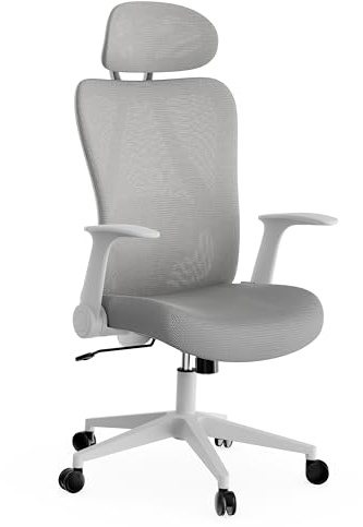 SENSE7 Chaise Bureau Ergonomique Siege Gaming Fauteuil Confortable Office Chair Gamer PC avec Support Lombaire Appuie-Tête Accoudoir Réglables Max 150kg Maille Respirante Pivotante - Noxo Gris