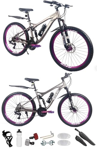 26”, 27.5 Inch Mountain Bike, Adult Bicycle, Teenager Bike, MTB, Girls & Women’s Bike, Sport’s Cycle, Dual Disc Brake, 21 Speed, 20 KG Lightweight, New (26 Inch)