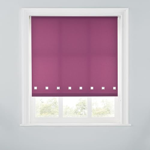 Trimmable Square Eyelet Roller Blind - 3FT - AUBERGINE - 90cm(W) x170cm(L) | Polyester Light-Filtering Roller Blind, Trim-To-Size for a Custom Fit, Brackets Inc, Ideal for Bedrooms, Kitchens & Lounges
