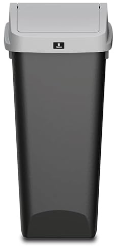 Glad 12 Gallon Waste and Recycling Bin with Swing Top and Lift Up Lid, Linkable Plastic Trash Can with Odor Protection, Black