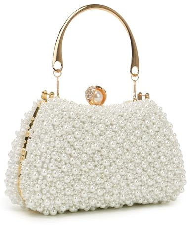 LHHMZ Women Pearl Clutch Bag, Elegant Pearl Bag, Beaded Clutch Handbags for Wedding Bridal Prom Party Formal Events