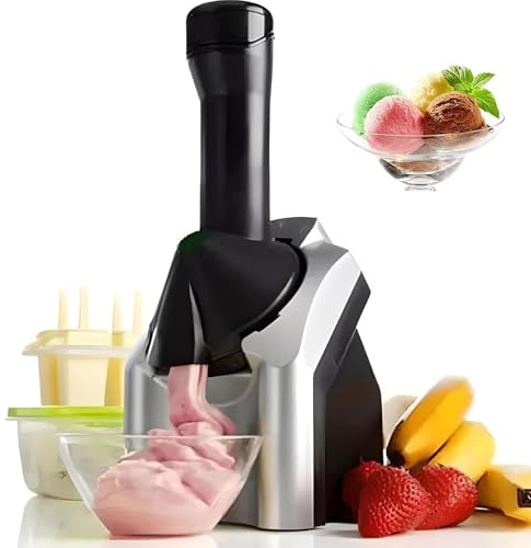 Machine à Glace Pour Desserts Santé Aux Fruits Surgelés - Sorbetière électrique Pour Sorbets Véganes, Yaourts Glacés Et Sherbets - Nettoyage Facile, Sans Bpa - Parfaite Pour Les Desserts Sans black