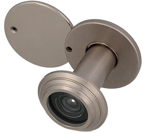 Amig - Mirilla para puerta - Lente Superangular - Puertas Interiores y Exteriores - Color Plateado - Latón - Medidas: Diámetro 14 mmm y Grosor Puerta 35-55 mm - Certificado para Puertas Anti-fuego