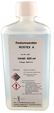 ROSTEX A, Flasche mit 500 ml Inhalt, flüssiger Entroster, Rostumwandler, Rostschutz mit Tiefenwirkung