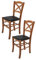 Tommychairs - Set 2 chaises CROSS pour cuisine, bar et salle à manger, robuste structure en bois de hêtre peindré en couleur noyer clair et assise rembourrée et revêtue en cuir artificiel couleur noir