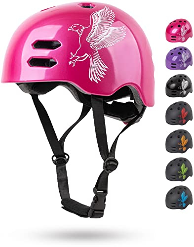 Prometheus Fahrradhelm für Kinder Jungen Mädchen Größe S 53-55 cm mit Drehring Skaterhelm Kinderfahrradhelm ab 6 bis 9 Jahre- TÜV Rheinland Zertifiziert (Rosa)