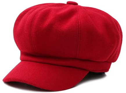 DORRISO Mode Damen Baske Baskenmütze Gestrickte Schirmmütze Frühling Herbst Winter Mütze Weiche Maler Mütze Barett Mütze Achteckiger Hut 54-60CM