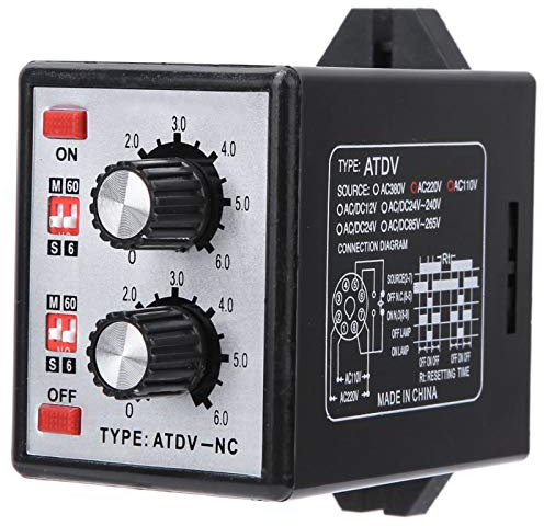 Temporizzatore AC 220V Relè timer doppio On Off Manopola Controllo tempo Interruttore 6S-60M