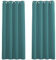 PONY DANCE Thermovorhang Hitzeschutz Ösenvorhang 2er Set H 137 x B 117 cm Verdunklungsvorhänge Tealblau Blickdichte Gardinen für Kleine Fenster Thermal Blackout Curtains