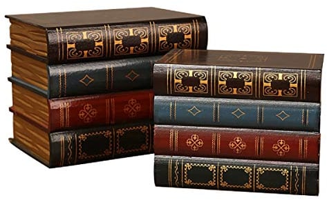 2 Pcs False Book Box Vintage Storage Book Jewelry Storage Packaging Study Book Ornaments Wooden Antique Classic Decorative False Book