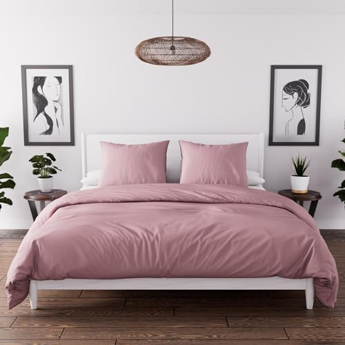 Intemporel Parure Housse de Couette en Microfibre lavée 240x220 cm Boheme Vieux Rose, par Soleil d'Ocre