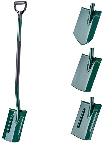 KADAX Spaten, Gärtnerspaten zum Graben, Gartenschaufel mit ergonomischem Stiel, Schaufel aus Metall, Grabspaten für Garten, Schippe, Gartenspaten, Grabschaufel (Rund mit Verstärkung, D-Griff)