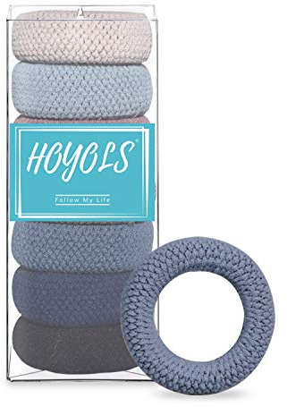 HOYOLS Große Dicke Haargummis, Elastische Stretch, Pferdeschwanz Halter Bands Nahtlose Scrunchies Haarzubehör für Frauen Herren Haargummis Keine Falte Stirnband 7 Stück Set (Gemischte Farbe)