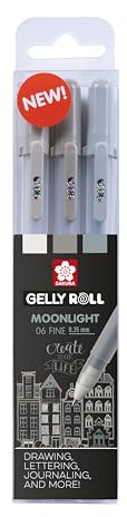 SAKURA Gelly Roll Moonlight 06 Gelstifte Set - Grautöne der Stadt - 0,35 mm feiner Strich - 3 Farben