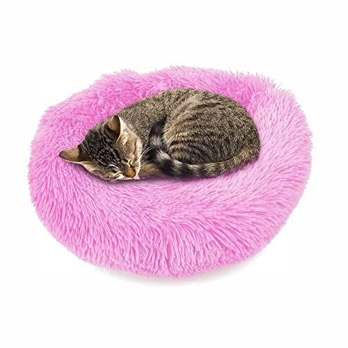 wuuhoo® Hundebett Fluffy 40cm Donut für kleine und mittelgroße Hunde - weiches Haustierbett rund, waschbares Hundekörbchen für Hund oder Katze, Flauschiger Hundekorb Pink