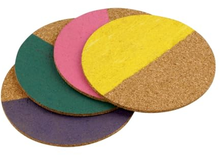 Tasty Urban Oasis Korkuntersetzer – Schütze Deine Oberflächen stilvoll mit unserem 4-teiligen Set, ideal für Gläser, Tassen & mehr, Pink, Gelb, Lila, Grün