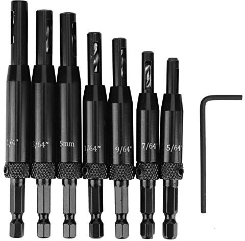 7 Pcs Drill Bit Set Self Centering Hinge Hole Opening Drill Kit Cabinet Pilot Hole Opening Wood Carpenter Kit Door Window Hinge Hand Hardware Tool