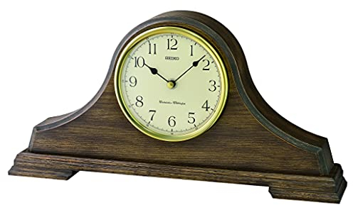Seiko QXJ031B Kaminuhr aus Holz, Napoleon-Quarz, batteriebetrieben, mit Westminster-Quarter-Stunde, Lautstärkeregler, QXJ031B