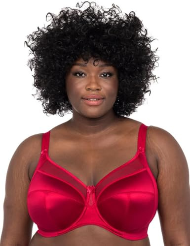Goddess Women's Keira Underwire Banded Bra Full Coverage, Sheer NA, Crimson, 38DD