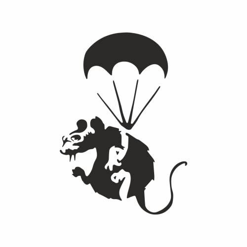 tradercat Wandaufkleber/Wandtattoo Banksy Ratte Fallschirm- 10x10cm - für Wohnzimmer, Esszimmer, Küche, Schlafzimmer, Kinderzimmer, etc. – mit Anleitung