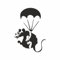 tradercat Wandaufkleber/Wandtattoo Banksy Ratte Fallschirm- 10x10cm - für Wohnzimmer, Esszimmer, Küche, Schlafzimmer, Kinderzimmer, etc. – mit Anleitung