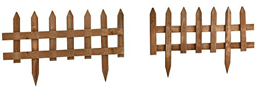 Outsunny Staccionata in Legno di Pino da 12 Pezzi, Steccato per Aiuole, Giardino e Orto, Altezza 34cm, Marrone