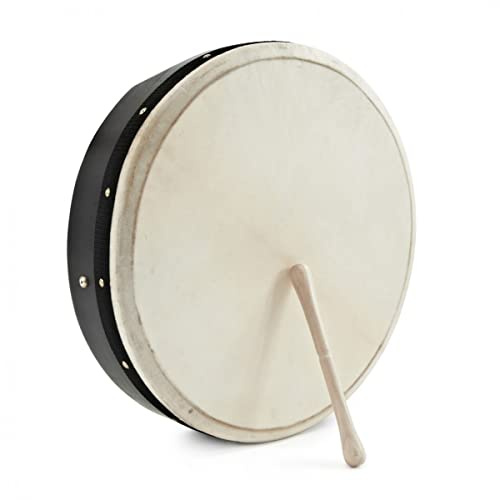 Gear4music Bodhran Irish Drum 16 Zoll stimmbar mit Tasche und Kipper | 16-Zoll solider Weidenrahmen mit doppelten Querstreben, authentisches Ziegenfell, stimmbar mit 6 Spannschlüsseln