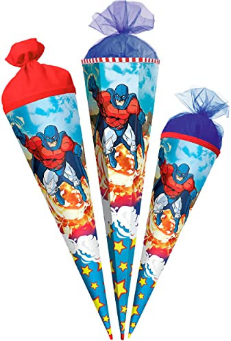 alles-meine.de GmbH Schultüte - Superheld/Hero 35-85 cm Größe wählbar mit/ohne Holzspitze - Zuckertüte - Zubehör Spitze - Zuckertüte - Tüllabschluß/Filzabschluß - e..